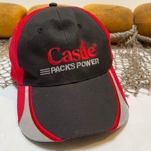 Mens Castle Packs Power Canvas Twill Black & Red Truckers Adjustable Cap Hat